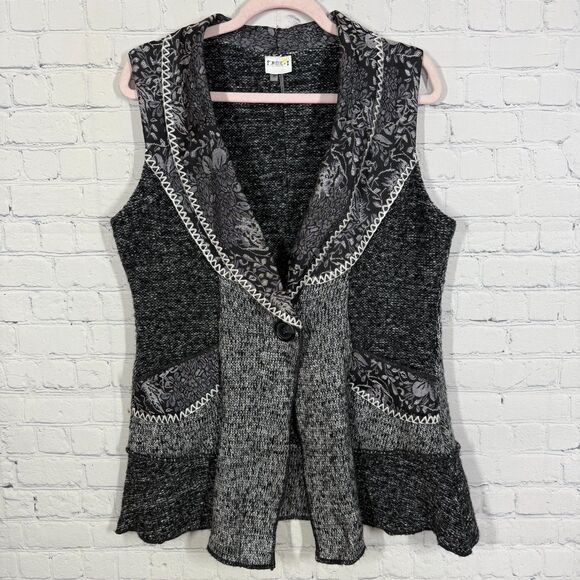 Patchwork Knit Vest Women Medium Sleeveless Whimsigoth Fairy Grunge Button Shawl - Picture 1 of 10